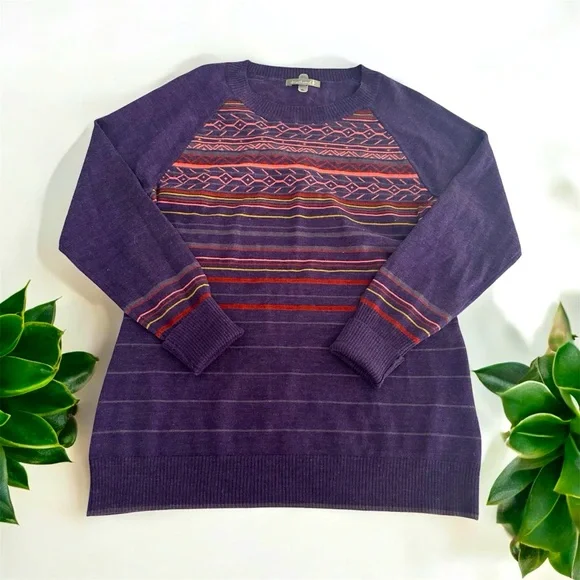 Smartwool Merino Wool Blend Purple Multicolor Knit Sweater - Picture 3 of 9
